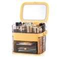 thumbnail image 1 of Large Capacity Cosmetics Box, Portable Makeup Box with Mirror for Home Use & Travelling, Multi-purpose Makeup Organizer Carrying Case, for Bedroom Dresser Vanity Countertop, 1 of 8