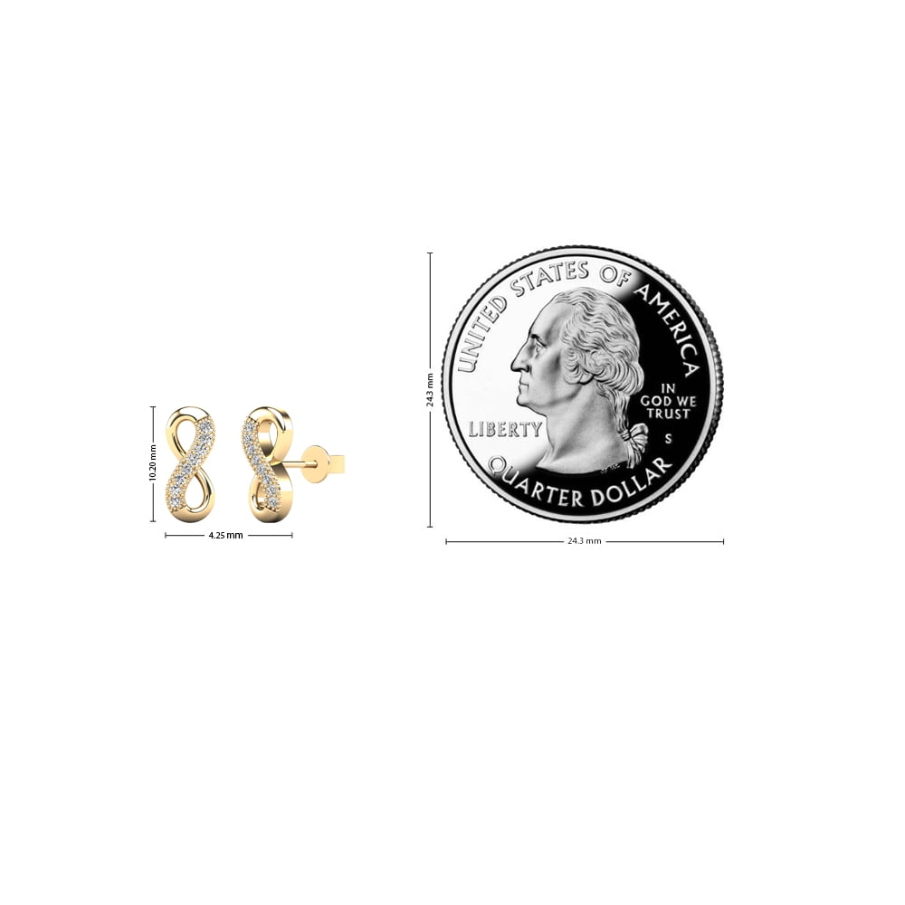 0.07 Carat Natural Round White Diamond Infinity Stud Earrings for Women in 10K Yellow Gold