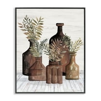 Stupell Industries Brown Pottery Botanicals Plants & Flowers Painting Black Framed Art Print Wall Art, 16 x 20