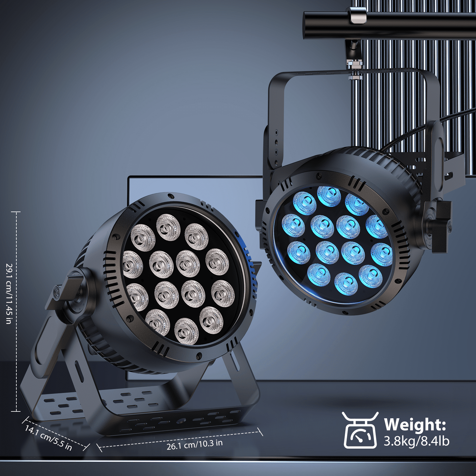 Par Light IP65 Waterproof 14PCS RGBW 4-IN-1 LED Lighting Outdoor Stage Light DMX Party Strobe Effect DJ Light for Church Night Disco Club Wedding