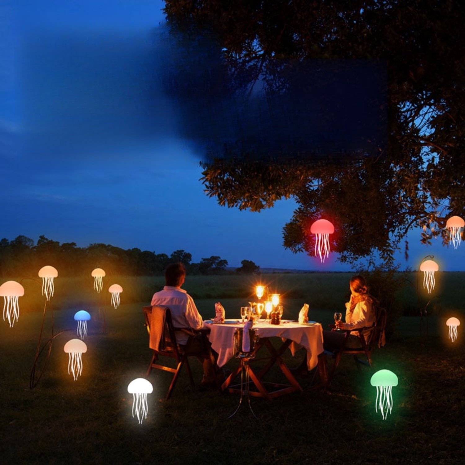 D.FAMILY Voice Control Jellyfish Night Light - Full Color Changing Mood Lamp with Hanging