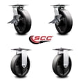 thumbnail image 2 of 8 Inch Glass Filled Nylon Caster Set with Ball Bearing 2 Brakes and 2 Rigid SCC, 2 of 2