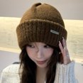 thumbnail image 5 of Gorros Mujer Gorros Holgados para Mujer Gorro De Punto De Lana Ligero para Niñas De Invierno Gorro Holgado Suave Y Cálido con Puños, 5 of 5