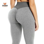 Spawn Fitness Yoga Pants TikTok Leggings for Women Scrunch Butt Lift Gray Large
