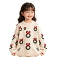 thumbnail image 5 of CONFREE Christmas Girls Long Sleeve Sweaters Crew Neck Xmas Tree Embroidery Warm Warm Fall Winter Knit Sweater for Kids, 5 of 6