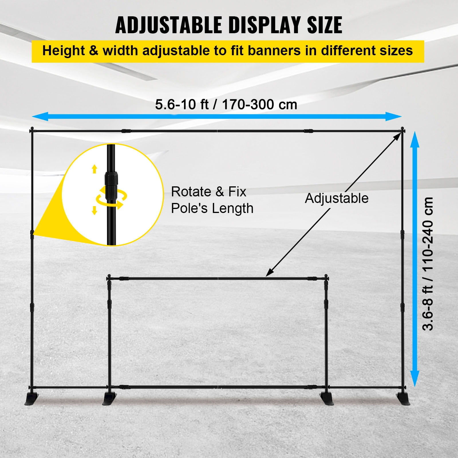 KFFKFF 10 x 8 Ft Display Banner Stand, Customizable Size for Trade Fair Wall, Exhibitor Photo Booth Background