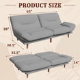 thumbnail image 7 of Lacoo 65"W Convertible Futon Sofa Bed with Five-level Adjustable Armrests,Fabric Light Gray, 7 of 7