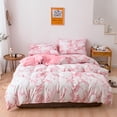 thumbnail image 2 of Juego de 3 uds. De funda de edredón veteado de poliéster, funda de almohada, juego de cama tamaño doble europeo (rosa), 2 of 8