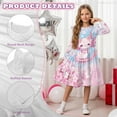 thumbnail image 5 of FKELYI Long Sleeve Dress for Girls Cherry Floral Axolotl Print Tiered Swing Pleated Twirly Dress for Spring Fall Pactchwork Sundress A-Line Flowy Casual Dresses, 9-10 Y, 5 of 6