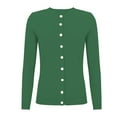 thumbnail image 4 of Cardigan Sweaters For Women Lightweight Crew Neck Long Sleeve Cardigan Sweater Fall Fashion Outfits Clothing Covering Yarn Blending Jackets Outerwear Jackets 1Pc Green Xl Sweaters For Women, 4 of 5