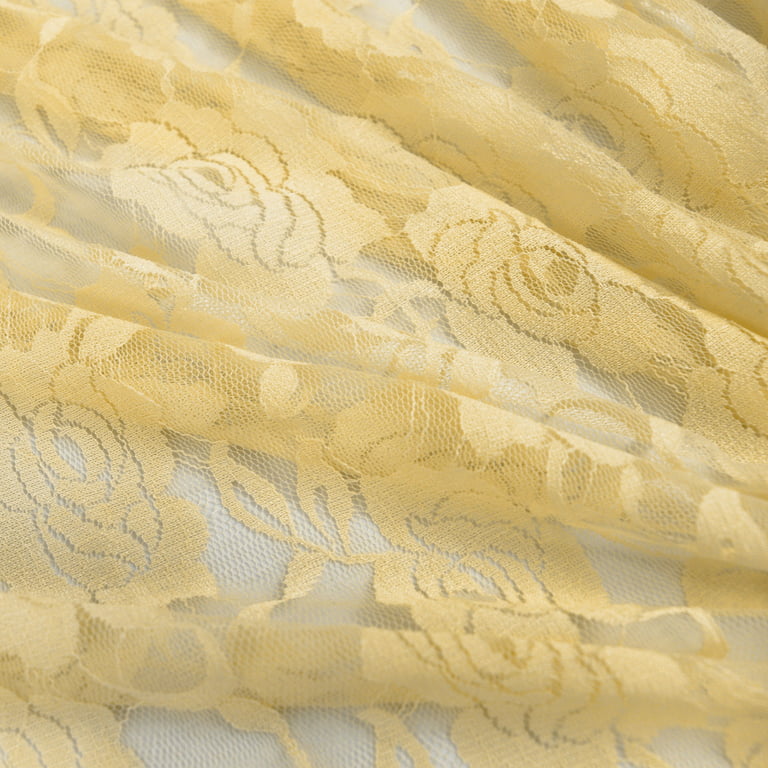 Romex Textiles Nylon Spandex Floral Lace Fabric (3 Yards) - Neon Yellow 