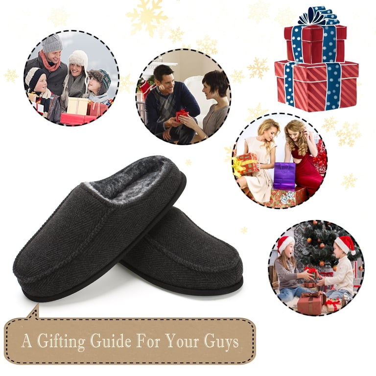 My Slippers Mens cozy slippers 9 My Slippers Mens Moccasin S 9 Gray Leather Sherpa Faux Fur  main image 2