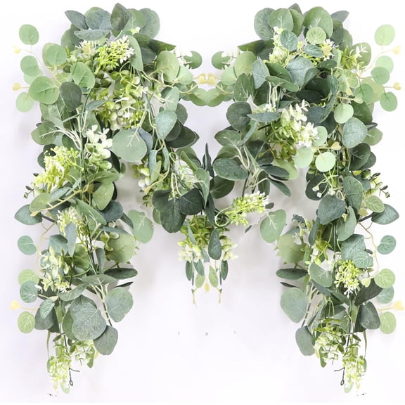 5.9FT Eucalyptus Garland, Artificial Greenery Garland Flower, Green SpringGarland Wreath Vines Decorations, Fake Silver Dollar Eucalyptus Leaves Vines for Table Home Wedding Mantle Party Decor