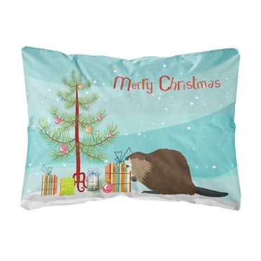 Eurasian Beaver Christmas Canvas Fabric Decorative Pillow