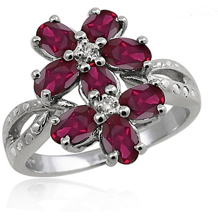 JewelersClub 2.08 Carat Ruby Gemstone and Accent White Diamond Ring