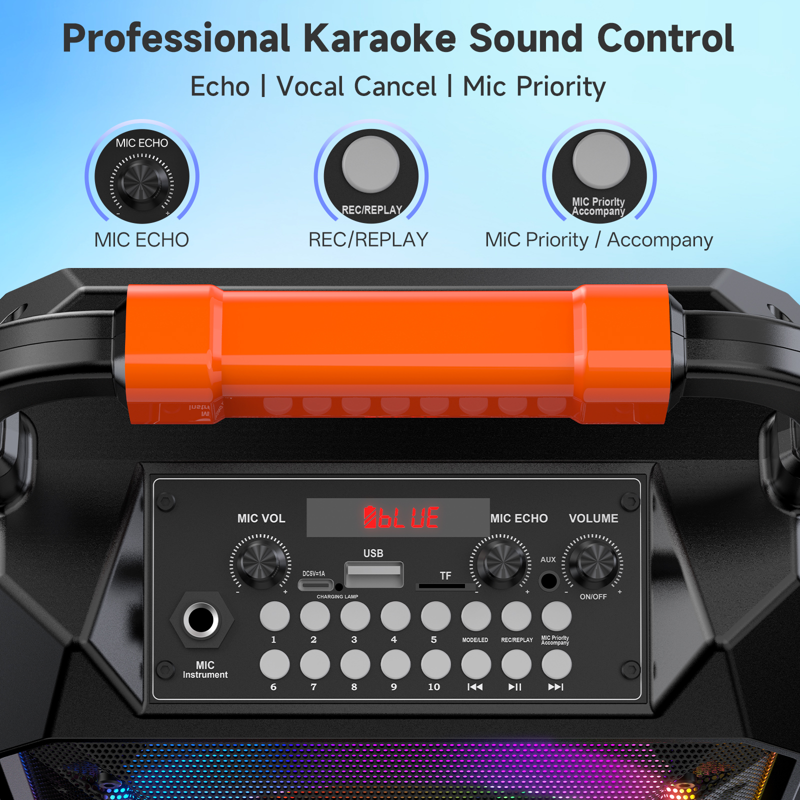 FanFun T17-T Karaoke Machine 40W with DJ Lights photo 5