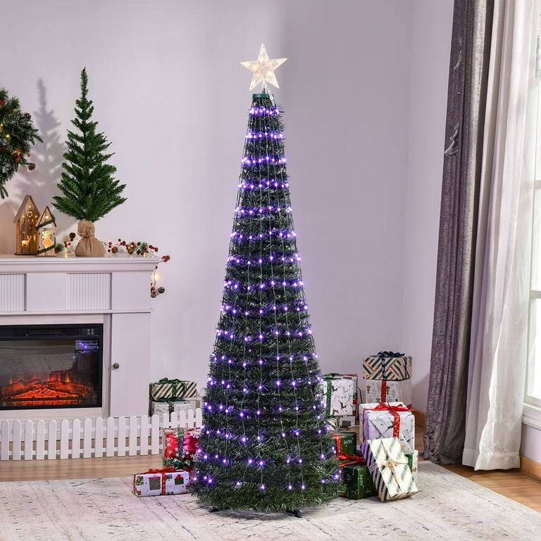 Prelit Artificial Christmas Tree with Remote Control Pencil RGB