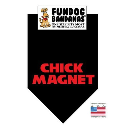 Fun Dog Bandana - Chick Magnet - One Size Fits Most for Med to Lg Dogs, black pet