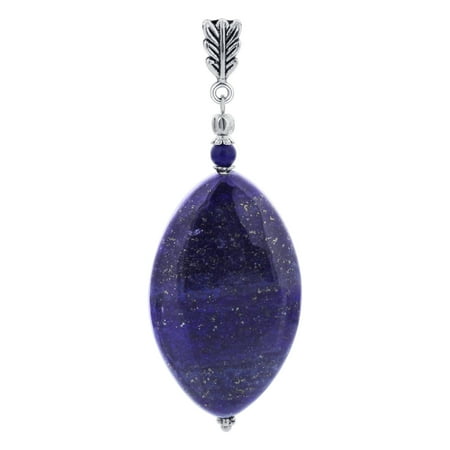 - Gem Avenue Oval Blue Lapis Gemstone Pendant with Ornate Stainless Steel Bail