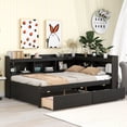 thumbnail image 4 of Bellemave Full Size Platform Bed with L-shaped Bookcases and Drawers Full Storage Platform Bed Frame with Built-in Shelves for Teens, No Box Spring Needed, Espresso Brown, 4 of 10
