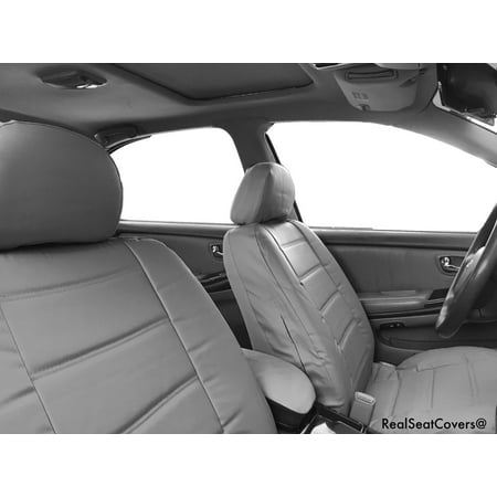 Premium 4pc Front 2 Bucket Semi Custom Fit XL Gray Seat Cover Set 100% Genuine PU Leather Premium Grade