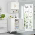 thumbnail image 4 of SAZYY Metal Pantry Storage Cabinet with 2 Doors and 2 Adjustable Shelves, Green Freestanding Hutch for Kitchen/Laundry/Living Room/Bedroom, 13.78"D x 27.56"W x 35.83"H White, 4 of 9