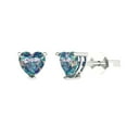 thumbnail image 2 of 1.5 Ct Heart Cut Studs Blue Moissanite 18K White Solid Solid Gold Everyday Dainty Earrings Push Back, 2 of 7