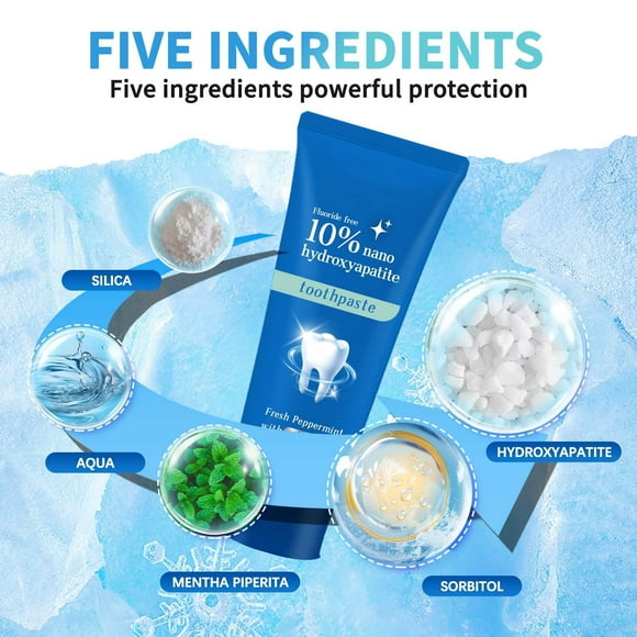 QIPOPIQ Natural Mint Toothpaste, 10% Nano Hydroxyapatite Toothpaste, Nano-Hydroxyapatite Toothpaste, UltraWhitening Toothpaste, Toothpaste Oral Health Management, Fresh Breath