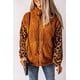 thumbnail image 2 of ABPHQTO Abrigo de mujer sherpa con cremallera y manga raglán de leopardo marrón, 2 of 5