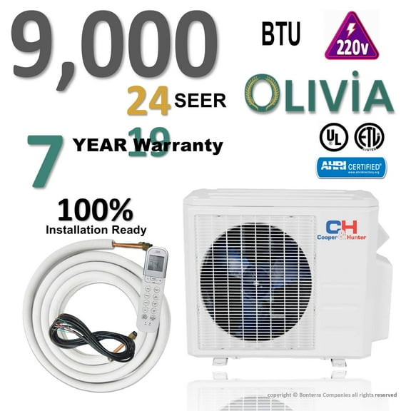 Cooper & Hunter 9000 BTU Mini Split Air Conditioner Heat Pump 22.8 Seer 220v 7 year warranty