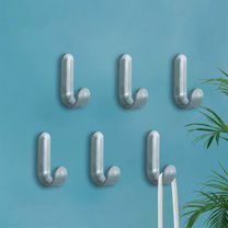 Nkmbld 6PC Adhesive Towel Hooks for Bathrooms, Household Plastic Hooks No Punch Non Marking Hanging Buckle Strong Load Bearing Sticky Wall Hooks, Green