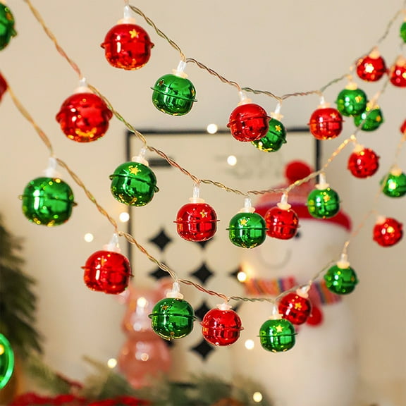 kladzum LED Snowflake Bells Light String Christmas Holiday Lights Flashing Lights Christmas Tree Window Atmospheres Decorative Lights 19.68ft