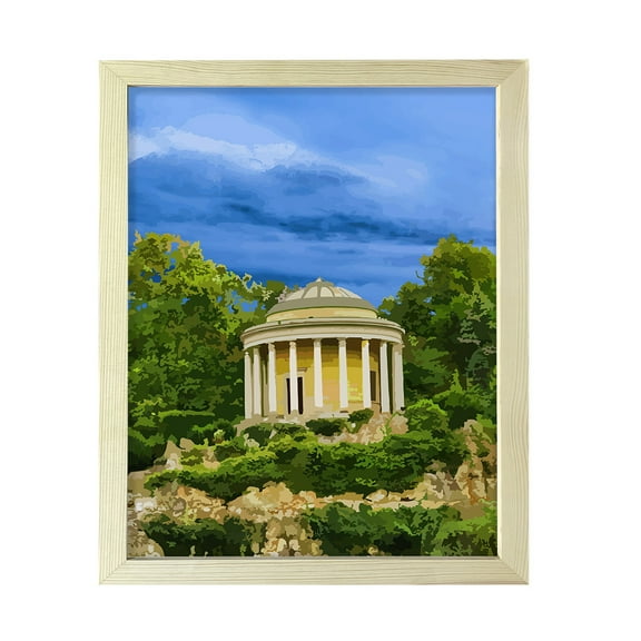 Designs ByLITA Secluded Ancient Temple, 5 x 7 Wooden Wall Print Inspirational (Framed) | Old Masterpieces | Stylish Modern Decoration For The Home and Office