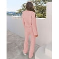thumbnail image 3 of Women's 2 Piece Outfits Fuzzy Fleece Pajama Set Long Sleeve Top Wide Leg Pants Loungewear, 3 of 8