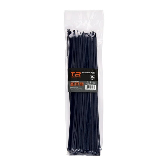 TR Industrial 88304 Multi-Purpose Cable Ties, 100pk, 14", Black
