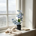 thumbnail image 6 of Artificial Potted Plants Faux Floral Arrangement In White Pot Decorative Fake Desk Plants For Home Office Centerpiece Model Blue, 6 of 7