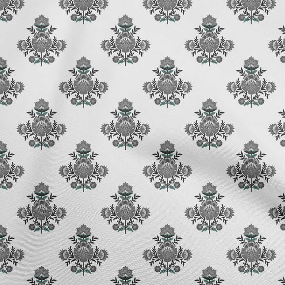 oneOone Rayon White Fabric Maxican Floral Fabric For Sewing Printed Craft Fabric By The Yard 56 Inch Wide