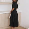 thumbnail image 3 of CNKOO Women Slim Fit Pumping Solid Color Boho Style Slim Fit Puff Sleeve Bodycon Dress, 3 of 9
