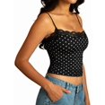 thumbnail image 2 of Women'S Lace Y2K Square Neck Strap Tank Top Sleeveless Going Out Party Club Basic Shirt Black Polka Dots XS, 2 of 8