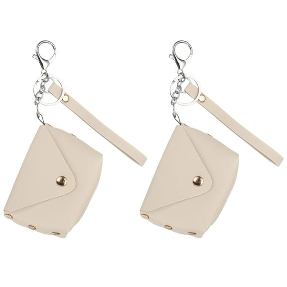 Uxcell Coin Purse Keychain, 2 Pack Mini Cute Tote Bag Key Chains Earphone Pouch, Beige
