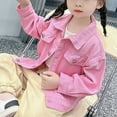thumbnail image 5 of fnnxnal Girls Pink Denim Jacket - 100% Durable Denim, Classic Button-Front with Chest Pockets, Casual Outerwear for Kidss & Kids (1-11 Years),Size 7 T, 5 of 6
