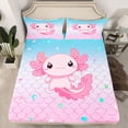 thumbnail image 2 of jejeloiu Kawaii Cute Axolotl Twin Sheet Sets,Pink Mermaid Pattern Bedding For Animals Lover 3 Pieces, 2 of 7