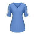 thumbnail image 5 of Pntutb Women's Lace Short Sleeve V-Neck T-Shirt Loose Casual Summer Tee Tops Special Offers, 5 of 6