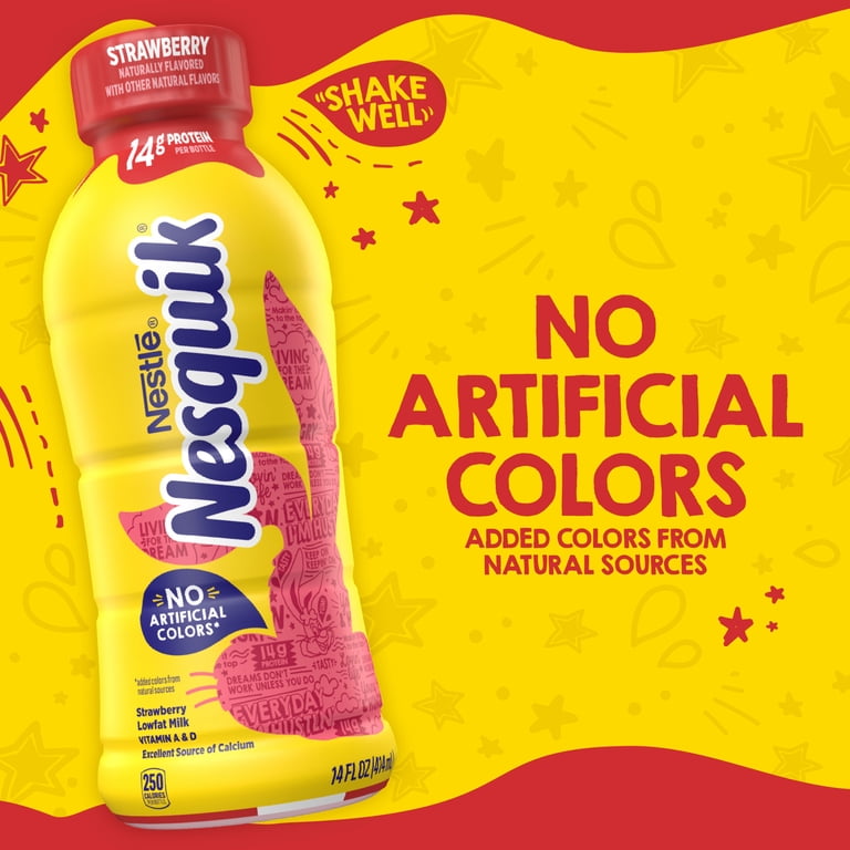 Nesquik, Strawberry Milk, 14 fl oz, Ready to Drink Low-fat Milk