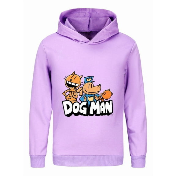 Dog Man & Cat Characters Kids Hoodie – Fun Comic Group Graphic Top for Boys & Girls