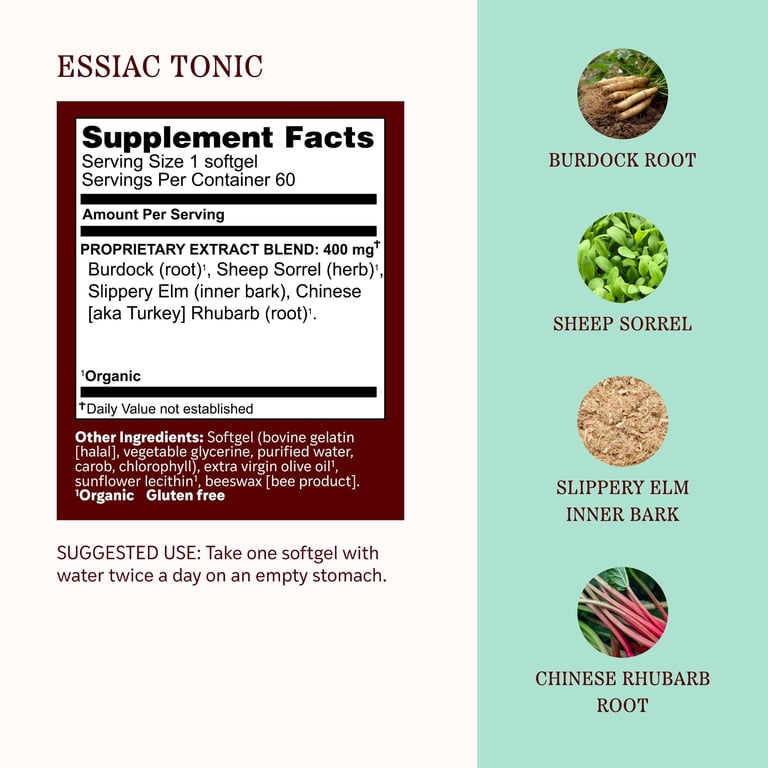 Herbs, Etc. Essiac Tonic Softgel, Organic & Gluten-Free, 60 Count