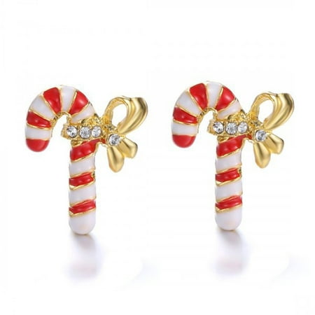 A&M - Christmas Gold Tone Candy Cane Earrings - Walmart.com