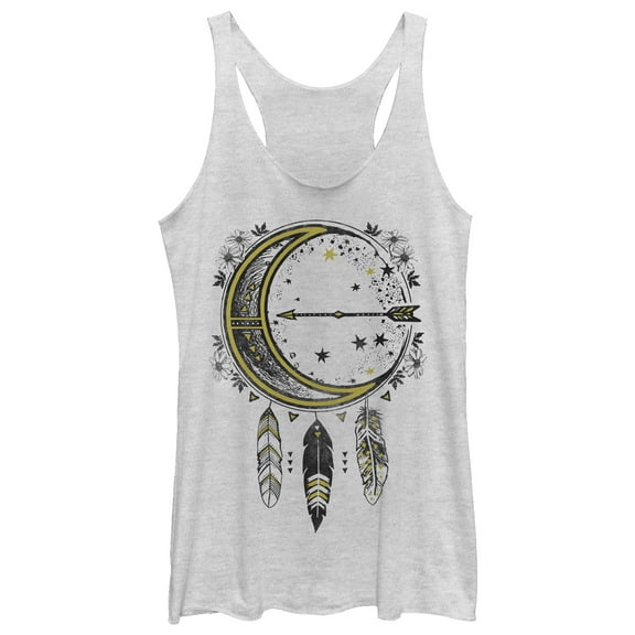 Women's CHIN UP Moon Dreamcatcher Racerback Tank Top White Heather 2X Large