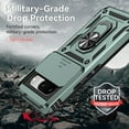 thumbnail image 5 of JTCASES for Google Pixel 8A Case, Heavy Duty Protection Magnetic Car Mount Rotating Stand [Slide Camera Window] Rugged Shockproof Anti-fall Shell for Google Pixel 8A, Darkgreen, 5 of 8