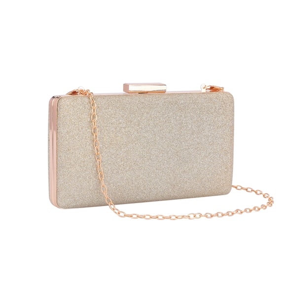 INSPIRE CHIC Metallic Clutch Purse Elegant Evening Bag with Removable Chain for Women Gold